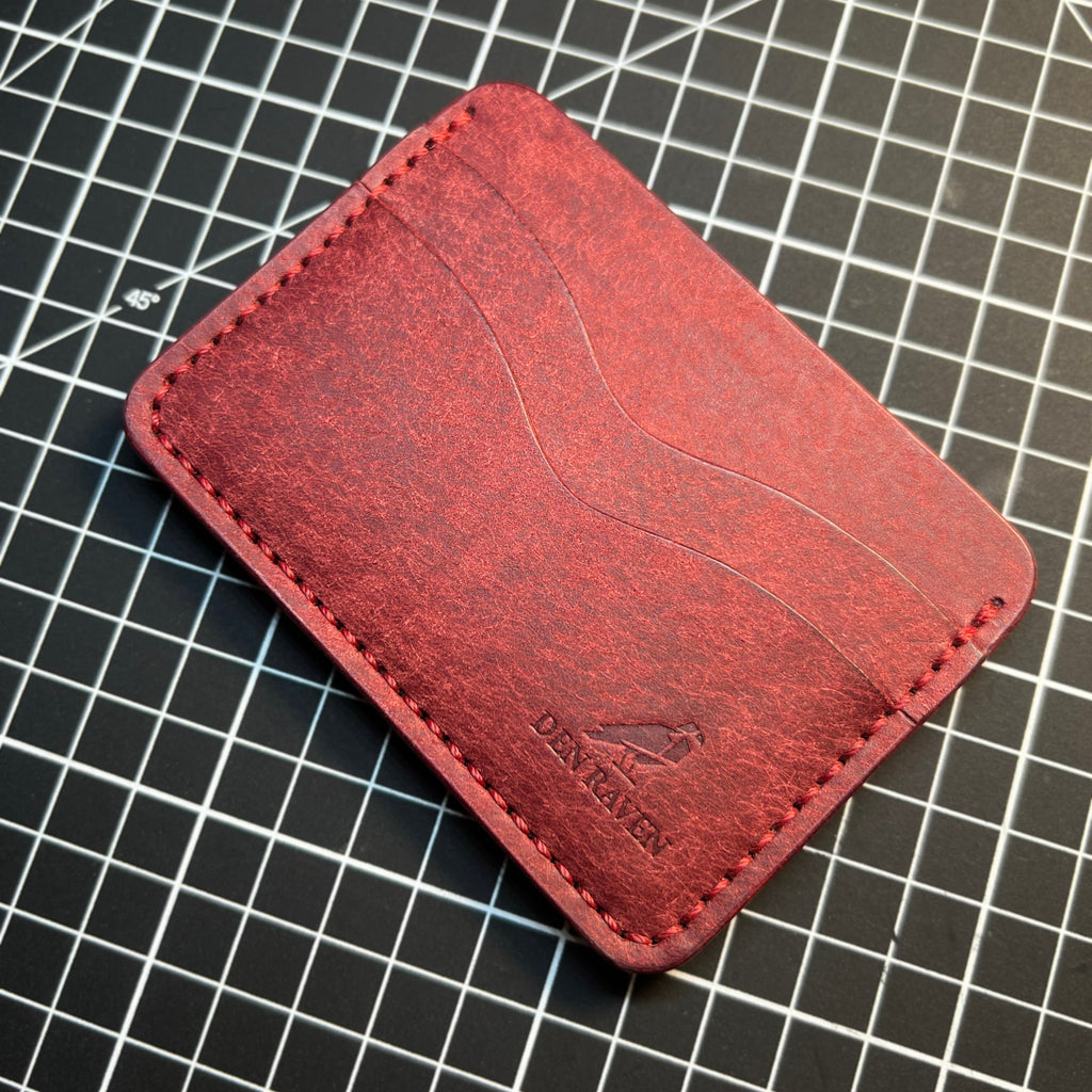 Luxury Handmade Leather Cardholder - Wine Red