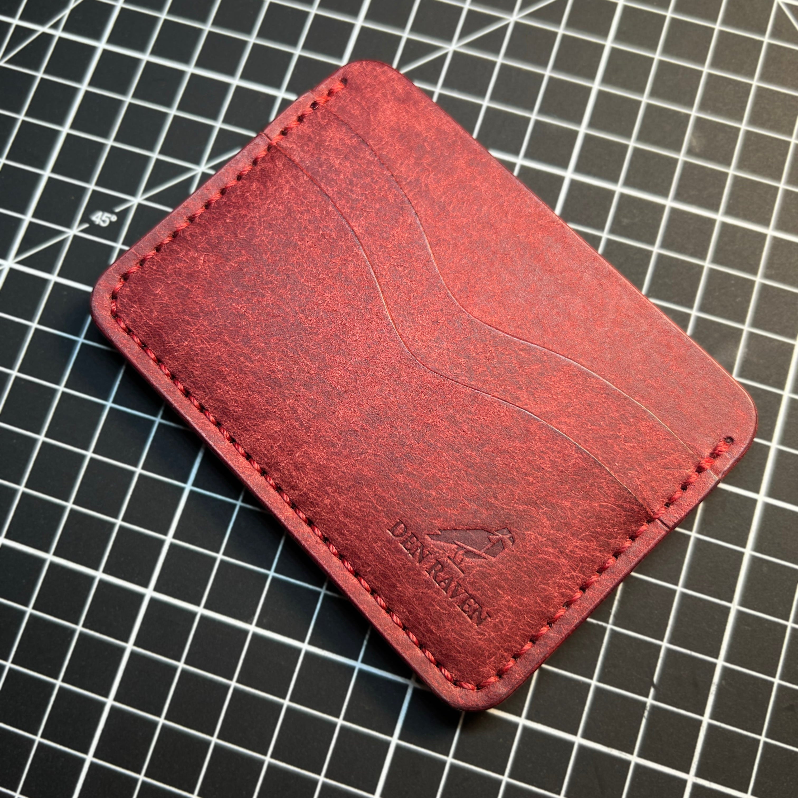 Luxury Handmade Leather Cardholder - Wine Red